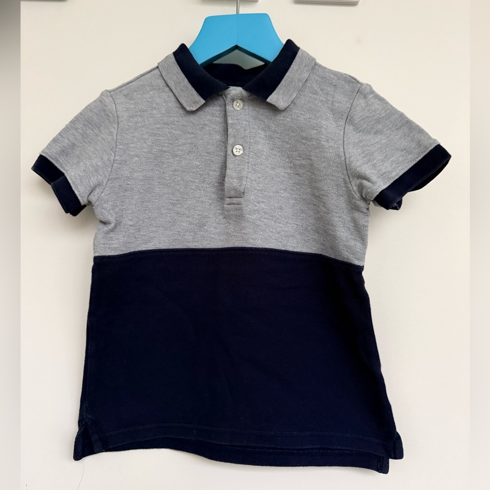 Janie and Jack Gray and Navy Two-Tone Polo